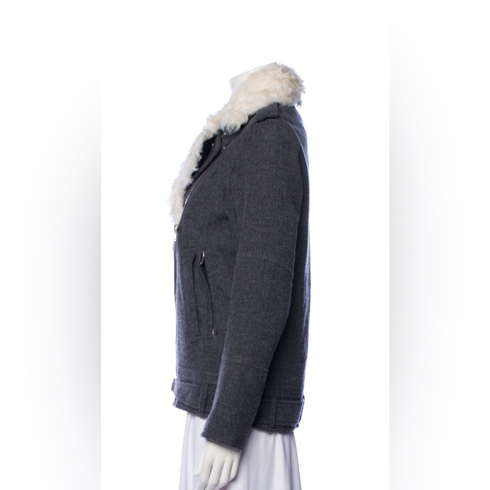 IRO Charcoal Jacket with Cream Faux Fur Collar NWOT - Picture 2 of 8